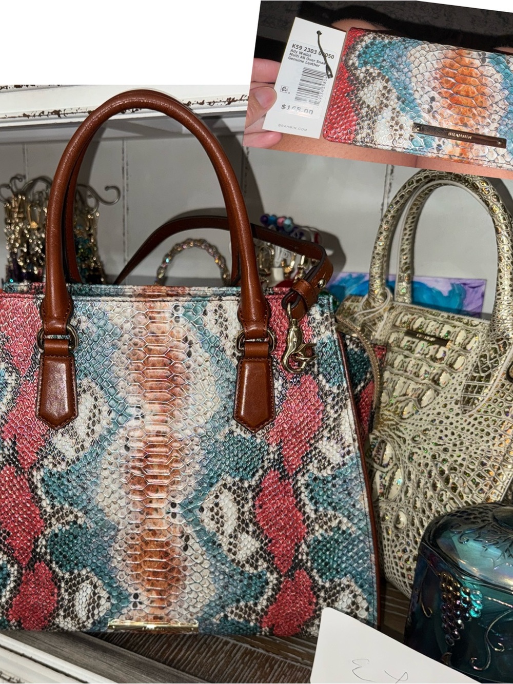 Brahmin Multicolor Python-Print Priscilla Satchel